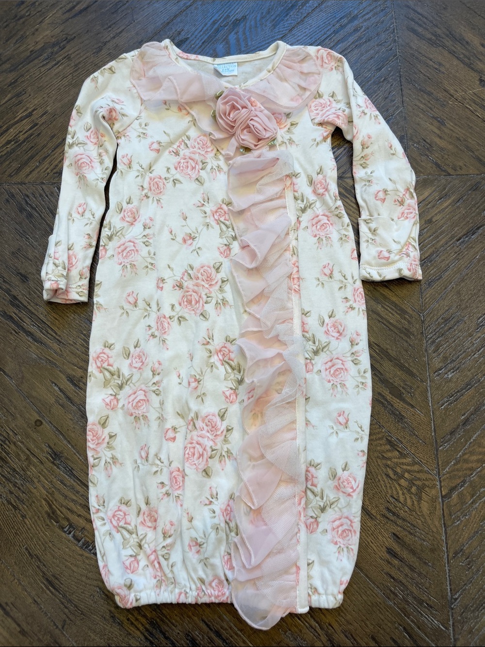 EdgeHill Collection Floral Pink Ruffle Baby Gown